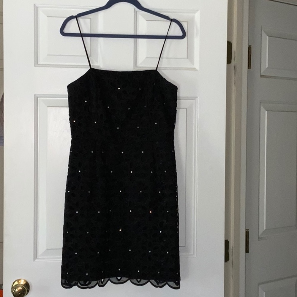 Lily Pulitzer Black floral lace and Crystal Dress
